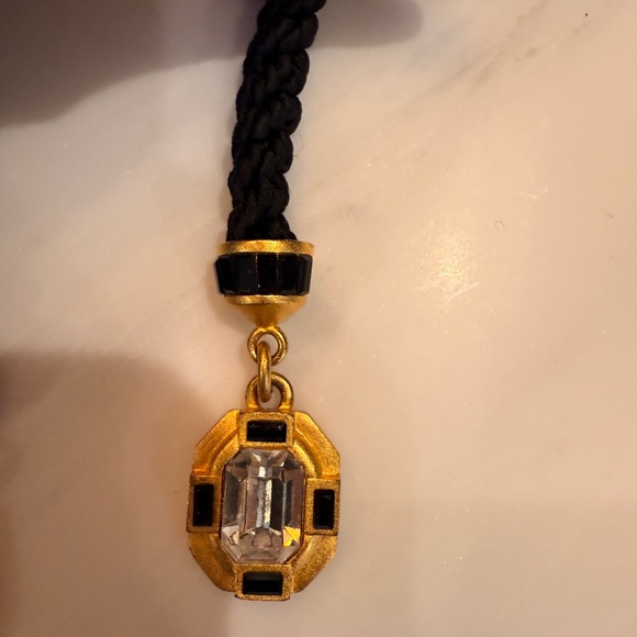 Rhinestone and Black Silk Cord Hair Accessory - Picture 3 of 4